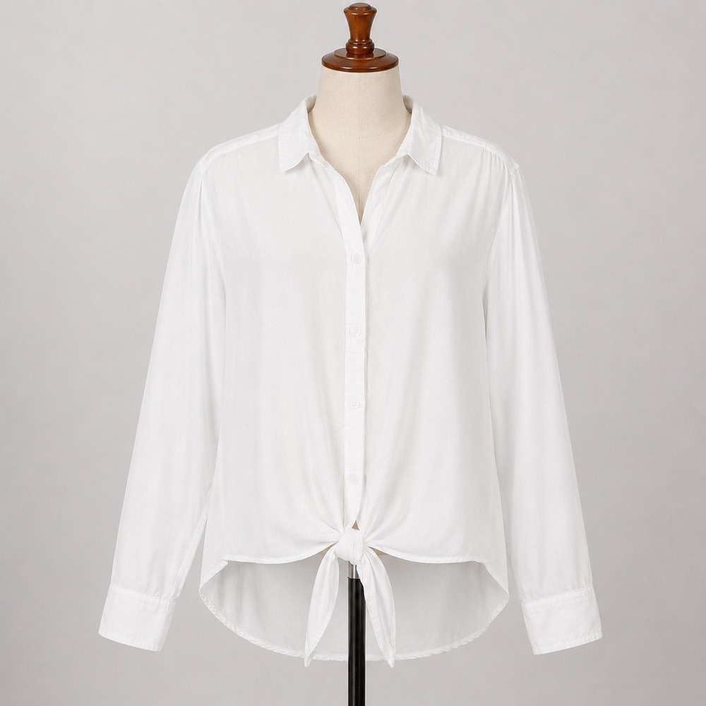 Beachlunchlounge White Coastal Boho Viscose Blouse Long Sleeve Beachcore Large